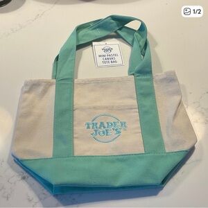 Mini Pastel Canvas Tote Bag - Mint Accent